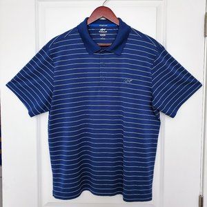 Greg Norman 'Attack Life' Blue with White Stripe Large Play-Dry Polo